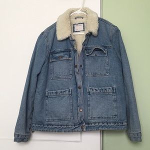 Denim jacket with borg lining